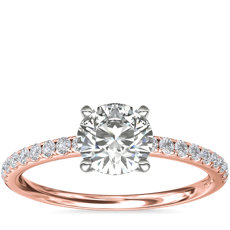 14k 玫瑰金Riviera 密釘鑽石訂婚戒指（1/6 克拉總重量）